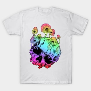 Overgrown skull. Mushrooms. Death - Life T-Shirt